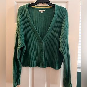 American Eagle Chunky Crop Cardigan Green Large